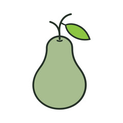 Pear With Vector Outline On Background