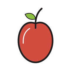 Jujube With Vector Outline Illustration