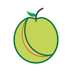 Honeydew Melon With Vector Outline Style