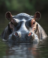 hippopotamus in swimming
