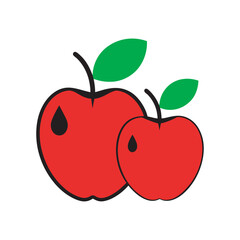 Apples With Vector Outline Illustration