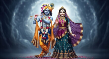 Radha Krishna Wallpaper 4K HD for Desktop | Krishna Janmashtami Horizontal Background | Krishna Bhagwan 16:9 PC Wallpaper