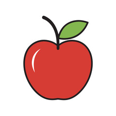 Apple With Vector Outline Illustration