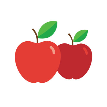 two red apples with green leaves clip art preview