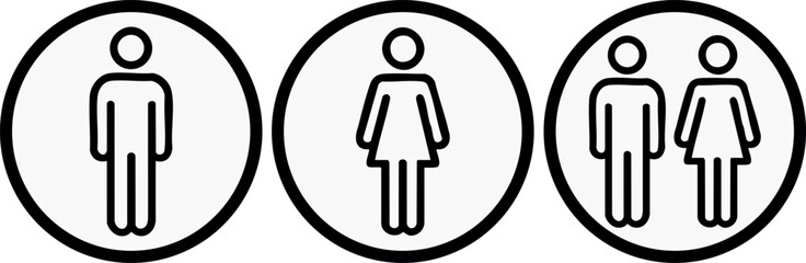 WC toilet icons. Human male or female signs.