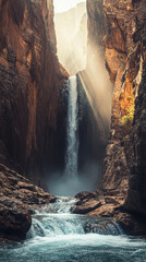Tropical Waterfalls – Realistic & Illustrated Scenes of Natural Serenity