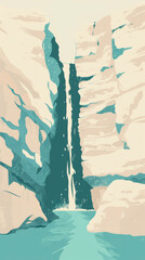 Tropical Waterfalls – Realistic & Illustrated Scenes of Natural Serenity