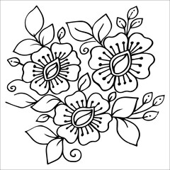 A vector of a hand drawn flower outline Art & Illustration