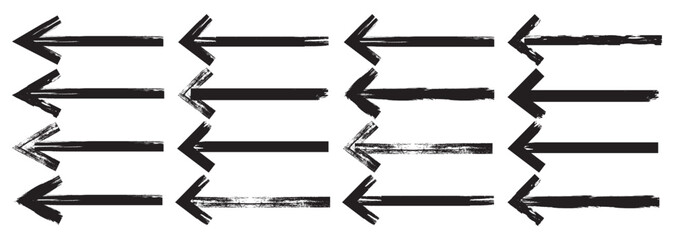 Vector arrows, brush strokes. Brush Textured Arrows. Vector seamless pattern hand Art drawn arrows. 