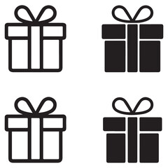 Elegant Gift Box Icons Set Perfect for Web Design Branding and Holiday Greetings