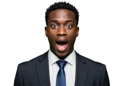 Isolated Surprised African American Man with Open Mouth