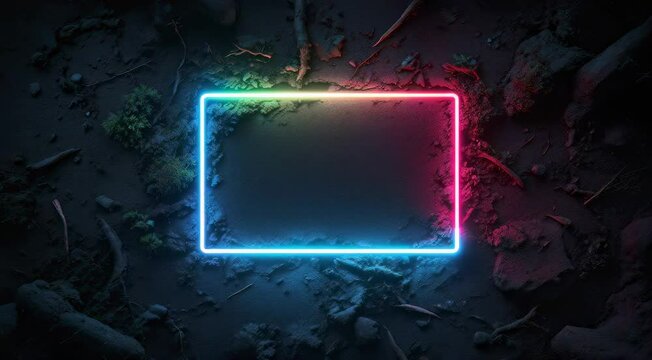 Glowing Neon Frame on Dark Ground  Perfect for Overlay Text or Logo Design