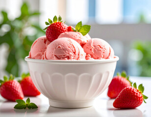 strawberry ice cream with mint
