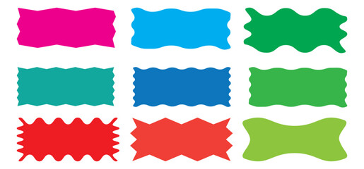 Zigzag edges set. Zig zag edge rectangle shape, colorful collection. Torn paper, jagged rectangular shape box element set with zigzag edges. shape elements set vector illustration.