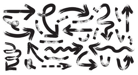 Vector arrows, brush strokes. Brush Textured Arrows. Vector seamless pattern hand Art drawn arrows. 