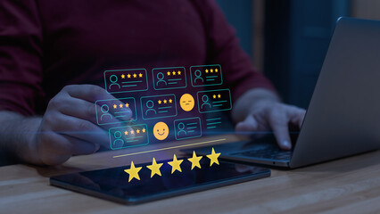Holographic Customer Satisfaction Rating Dashboard - Online rating.