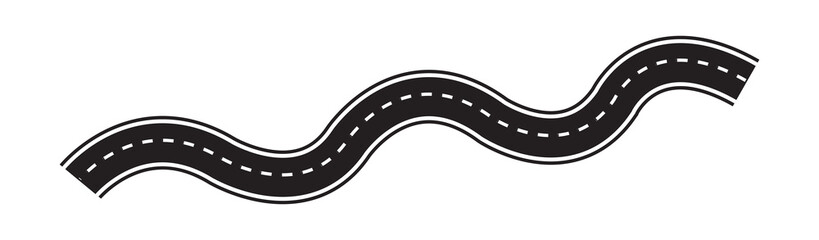 Top view on road map. Curve highway roadway. Vector infographic. Bending roads vector set. Street and road elements for city map, highway, traffic. 