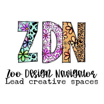 ZDN Zoo Design Navigator Lead Creative Spaces Design Letters with Floral and Leopard Print Patterns