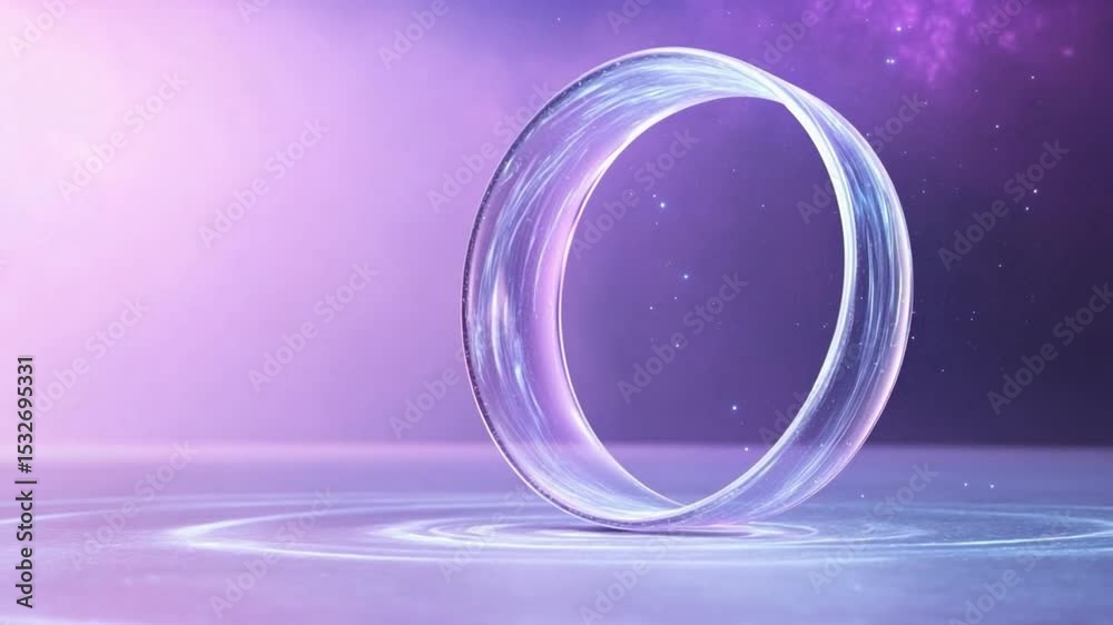 Aufkleber ethereal loop: a mesmerizing 3d-rendered glass ring levitates in a serene space, radiating an aura o