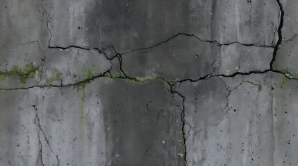 Obraz premium Cracked Concrete Texture: a detailed, close-up view reveals the intricate textures and patterns of cracked concrete, showing age and structural details.