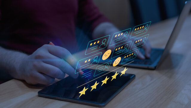 Holographic Customer Satisfaction Rating Dashboard - Online rating.