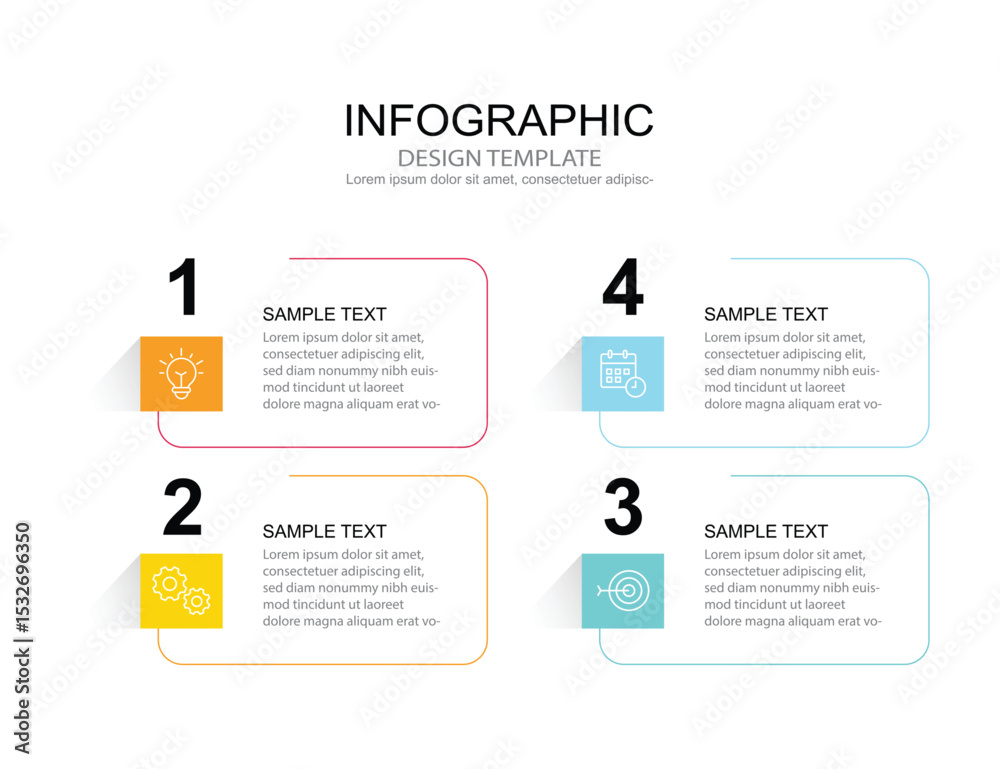 Poster Vector Infographic label design template with icons and 4 options or steps. for your business data. Vector Illustration.