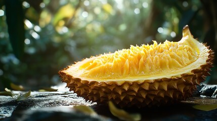 Durian Fruit: Close-Up of Exotic Tropical Fruit in Lush Setting