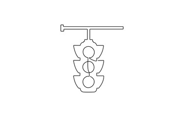 Light traffic one line continuous. Light traffic line art. Hand drawn vector art, Continuous one line drawing of traffic lights, Traffic light icon vector one line continuous drawing.