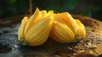Ripe Jackfruit: Fresh Tropical Fruit on Wooden Surface