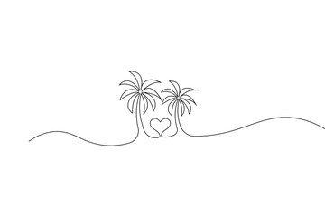 Palm tree continuous one line drawing vector illustration
