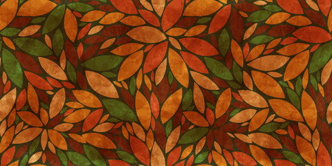 Autumn leaves seamless vector pattern. Watercolor texture leaf pattern. Red leafs patterns