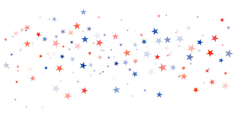 USA flag stars background, red and blue stars confetti