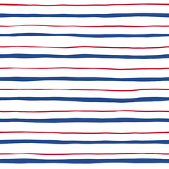 Red and blue seamless vector pattern. Hand drawn lines background