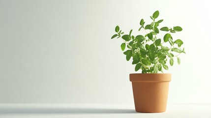 Vibrant Green Plant in Pot: A Minimalist Nature Photography