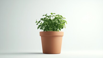 Vibrant Potted Herb: Culinary & Aromatic Plant in Terracotta Pot