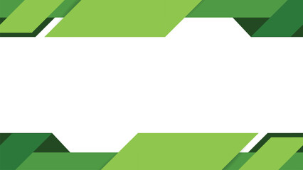 Modern green horizontal geometric frame with abstract sharp corners on clean white background