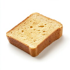 Single slice of golden toast bread food item isolated on white background