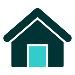 Home Address - Glyph Dual Tone Silhouette icon - Simple house outline, representing residential contact address or home-based communication