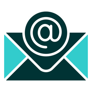 Email Envelope - Glyph Dual Tone Silhouette icon - Envelope with mail symbol, representing email identity or address