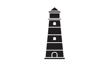 Lighthouse Silhouette Vector – Bold Black Icon for Nautical, Coastal, and Travel-Themed Designs

