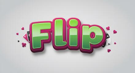 Vibrant Green and Pink 'Flip' Text Effect Bold 3D Typography Design