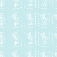 Doodle floral delicate print. Primitive minimalist vector seamless pattern.