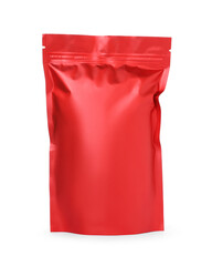 One zipper stand-up pouch isolated on white. Mockup for design