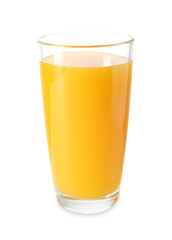 Tasty mango juice in glass isolated on white