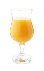 Tasty mango juice in glass isolated on white