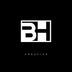 BH Negative Space Logo – Minimalist Black & White Monogram for Creative Branding, Fashion, Identity & Modern Logo Design
