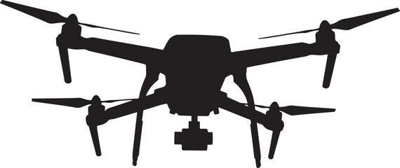 Black silhouette of a modern quadcopter drone with camera for aerial photography and videography a trending image for Adobe Stock vector