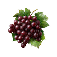 Fototapeta premium Lush Red Grapes with Green Leaves on Black Background