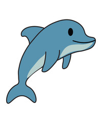 Smiling Blue Cartoon Dolphin