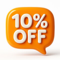 3d icon of glossy 3d icon of 10 off isolated on white background